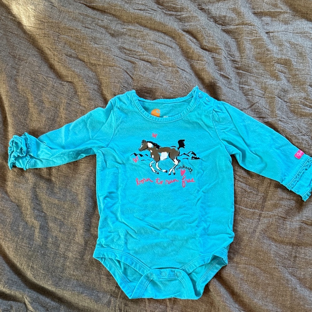 Carhartt Turquoise Horse Graphic Long Sleeve Bodysuit